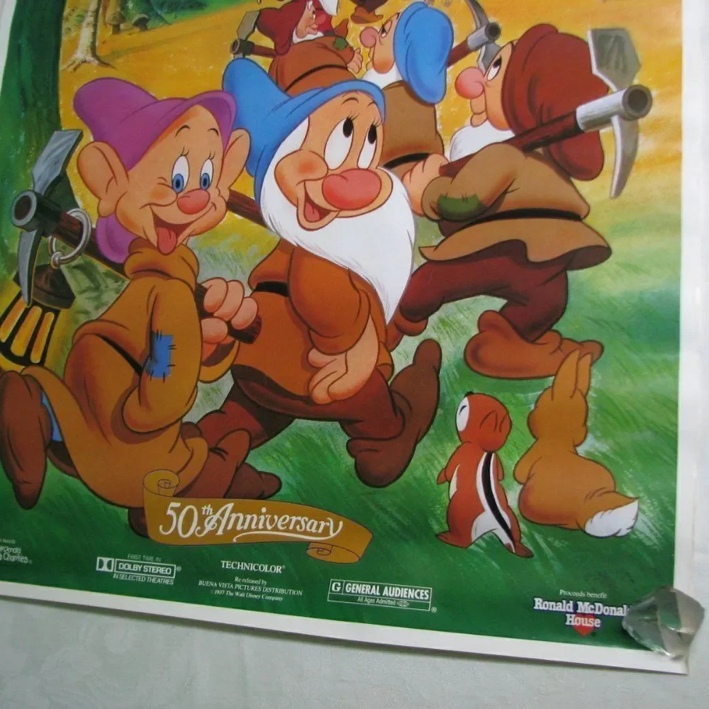 Vintage Snow White 50th Anniversary Movie  Poster